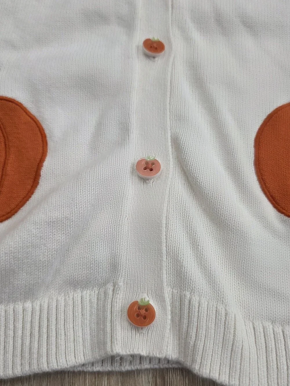 Gymboree Girls Cream Cardigan Sweater with Orange Pumpkin Patches Size 12